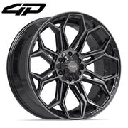 Set(4) 22x9 4P83 Gloss Black Brushed with Tinted Clear - 6x135 &amp; 6x139.7 +12ET with 285/45r22 Bridgestone Dueler Alenza HL Tires