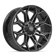 Set(4) 22x9 4P83 Gloss Black Brushed with Tinted Clear - 6x135 &amp; 6x139.7 +12ET