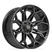 Set(4) 22x10 4P83 Gloss Black Brushed with Tinted Clear - 5x127 &amp; 5x139.7 -18ET with 285/45r22 TBB TS-37 AT Tires &amp; TPMS