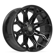 Set(4) 22x10 4P83 Gloss Black - 6x135 &amp; 6x139.7 -18ET with 285/45r22 Sailun TerraMax RT Tires &amp; TPMS