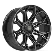 Set(4) 22x10 4P83 Gloss Black Brushed with Tinted Clear - 6x135 &amp; 6x139.7 -18ET with 33x12.50r22 TBB TS-57 RT Tires