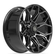 Set(4) 22x10 4P83 Gloss Black Brushed with Tinted Clear - 8x165.1 -18ET