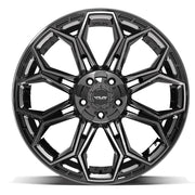 Set(4) 22x12 4P83 Gloss Black Brushed with Tinted Clear - 5x127 &amp; 5x139.7 -44ET