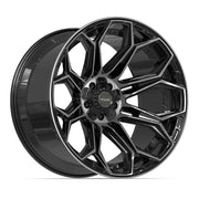 Set(4) 22x12 4P83 Gloss Black Brushed with Tinted Clear - 5x127 &amp; 5x139.7 -44ET