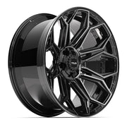 Set(4) 22x12 4P83 Gloss Black Brushed with Tinted Clear - 5x127 &amp; 5x139.7 -44ET