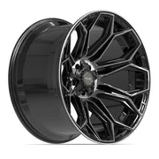 Set(4) 22x12 4P83 Gloss Black Brushed with Tinted Clear - 5x127 &amp; 5x139.7 -44ET