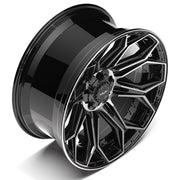 Set(4) 22x12 4P83 Gloss Black Brushed with Tinted Clear - 5x127 &amp; 5x139.7 -44ET
