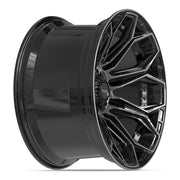 Set(4) 22x12 4P83 Gloss Black Brushed with Tinted Clear - 6x135 &amp; 6x139.7 -44ET