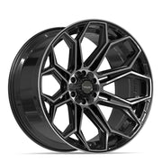 Set(4) 24x12 4P83 Gloss Black Brushed with Tinted Clear - 6x135 &amp; 6x139.7 -44ET