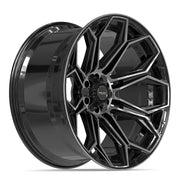 Set(4) 24x12 4P83 Gloss Black Brushed with Tinted Clear - 6x135 &amp; 6x139.7 -44ET