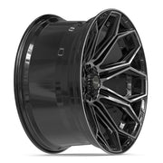 Set(4) 24x12 4P83 Gloss Black Brushed with Tinted Clear - 6x135 &amp; 6x139.7 -44ET