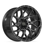 Set(4) 20x10 4PL28 Gloss Black Brushed with Tinted Clear - 6x135 &amp; 6x139.7 -18ET