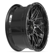 Set(4) 22x10 4PL28 Gloss Black Brushed with Tinted Clear - 6x135 &amp; 6x139.7 -18ET