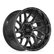 22" 4PLAY Sport2.0 Wheels fit GM-Ford-Lincoln-Nissan-Toyota - 4PL28 Gloss Black Brushed with Tinted Clear 22x12 Set