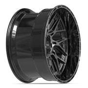 22" 4PLAY Sport2.0 Wheels fit GM-Ford-Lincoln-Nissan-Toyota - 4PL28 Gloss Black Brushed with Tinted Clear 22x12 Set