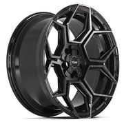 4PLAY 4PS26 20x9 5x127 + 5x139.7 Gloss Black Brushed with Tinted Clear Wheels 275-55-20 TBB TS-37 AT Tires SET
