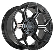 Set(4) 20x9 4PS26 Gloss Black Brushed with Tinted Clear - 6x135 &amp; 6x139.7 -6ET with 275/55r20 Sailun TerraMax AT2 Tires &amp; TPMS
