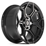 Set(4) 20x9 4PS26 Gloss Black Brushed with Tinted Clear - 6x135 &amp; 6x139.7 -6ET with 275/55r20 TBB TS-37 AT Tires
