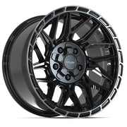 Set(4) 17x9 4PS28 Gloss Black Brushed with Tinted Clear - 5x127 &amp; 5x139.7 -6ET