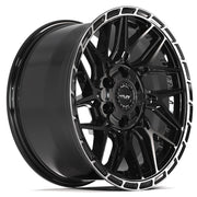Set(4) 18x9 4PS28 Gloss Black Brushed with Tinted Clear - 6x135 &amp; 6x139.7 +18ET with 275/65r18 Ironman All Country AT-X Tires