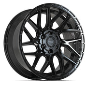 Set(4) 20x9 4PS28 Gloss Black Brushed with Tinted Clear - 6x135 &amp; 6x139.7 +18ET