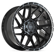 Set(4) 20x9 4PS28 Gloss Black Brushed with Tinted Clear - 6x135 &amp; 6x139.7 -6ET with 275/55r20 TBB TS-37 AT Tires &amp; TPMS