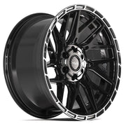 Set(4) 20x9 4PS28 Gloss Black Brushed with Tinted Clear - 6x135 &amp; 6x139.7 -6ET with 275/55r20 TBB TS-37 AT Tires
