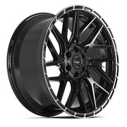 Set(4) 22x10 4PS28 Gloss Black Brushed with Tinted Clear - 6x135 &amp; 6x139.7 +24ET with 33x12.50r22 Sailun TerraMax RT Tires