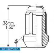 Black - Car Spline Lug Kit - Set of 20 - 14x1.5mm