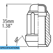 Black - Car Spline Lug Kit - Set of 20 - 12x1.5mm