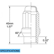 24 Black 12x1.5mm Extended Thread Spline Lug KIT