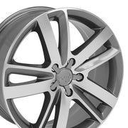 OE Wheels AU20 20x9 5x130 60et Gloss Gunmetal Machined Wheel SET