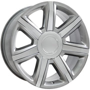 Set(4) 22x9 CA87 Gloss Hyper Silver with Chrome Insert - 6x139.7 +31ET with 285/45r22 Bridgestone Dueler Alenza HL Tires &amp; TPMS