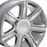 Set(4) 22x9 CA87 Gloss Hyper Silver with Chrome Insert - 6x139.7 +31ET with 285/45r22 Bridgestone Dueler Alenza HL Tires &amp; TPMS