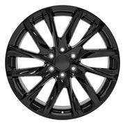 OE Wheels CA90 22x9 6x139.7 Gloss Black Wheels 285-45-22 Bridgestone Dueler Alenza HL Tires SET