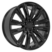 OE Wheels CA91 22x9 6x139.7 Gloss Black Wheels 275-50-22 Bridgestone Alenza A/S 02 Tires TPMS SET