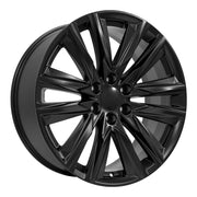 22" Replica Wheels fit Cadillac Escalade - CA91 Satin Black 22x9, Sailun Tires Set