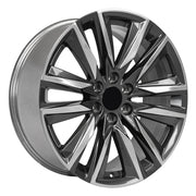 OE Wheels CA91 22x9 6x139.7 Gloss Gunmetal with Polished Face Wheels 285-45-22 Bridgestone Dueler Alenza HL Tires TPMS SET