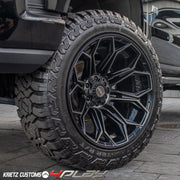 CHEVROLET SILVERADO 4PLAY WHEELS RIMS 4P83 22X12 35X12.5X22 FURY TIRES 6 INCH ROUGH COUNTRY LIFT BY KRIETZ CUSTOMS