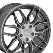 Gunmetal Machined Rims fit Chevrolet C7 Corvette 18x8.5 &amp; 19x10 SET