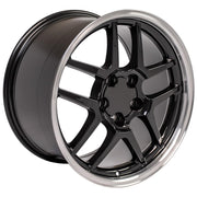 OE Wheels CV04 17x9.5 / 18x10.5 5x120.65 Gloss Black Machined Lip Staggered Wheel SET