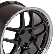 OE Wheels CV04 17x9.5 / 18x10.5 5x120.65 Gloss Black Machined Lip Staggered Wheel SET