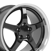 OE Wheels CV05 17x9.5 / 18x10.5 5x120.65 Gloss Black Machined Lip Staggered Wheel SET