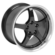 OE Wheels CV05 17x9.5 / 18x10.5 5x120.65 Gloss Black Machined Lip Staggered Wheel SET