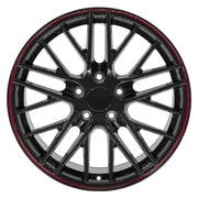 OE Wheels CV08 17x9.5 / 18x10.5 5x120.65 Gloss Black Redline Staggered Wheel SET