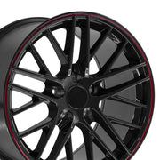 OE Wheels CV08 17x9.5 / 18x10.5 5x120.65 Gloss Black Redline Staggered Wheel SET