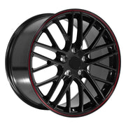 OE Wheels CV08 18x8.5 / 19x10 5x120.65 Gloss Black Redline Staggered Wheel SET