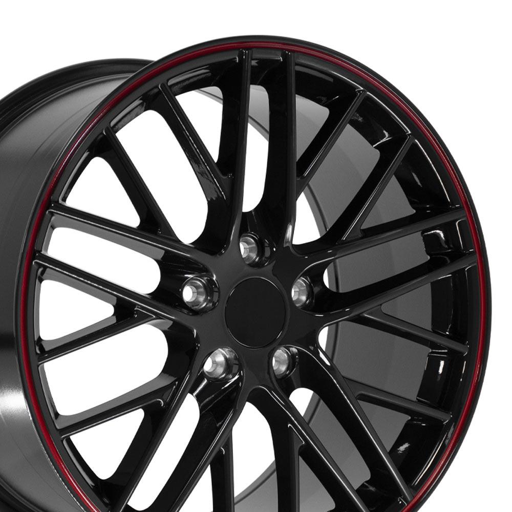 Corvette Wheels - CV08B C6 ZR1 Wheels - Black Redline Corvette Rims ...