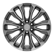 OE Wheels CV30 22x9 6x139.7 Gloss Gunmetal Machined Wheels 285-45-22 Bridgestone Dueler Alenza HL Tires TPMS SET
