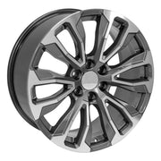 OE Wheels CV30 22x9 6x139.7 Gloss Gunmetal Machined Wheels 285-45-22 Bridgestone Dueler Alenza HL Tires SET